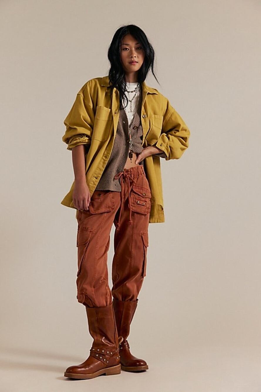 We the free Tahiti pull on cargo pants new terracotta red rust cinnabae small
